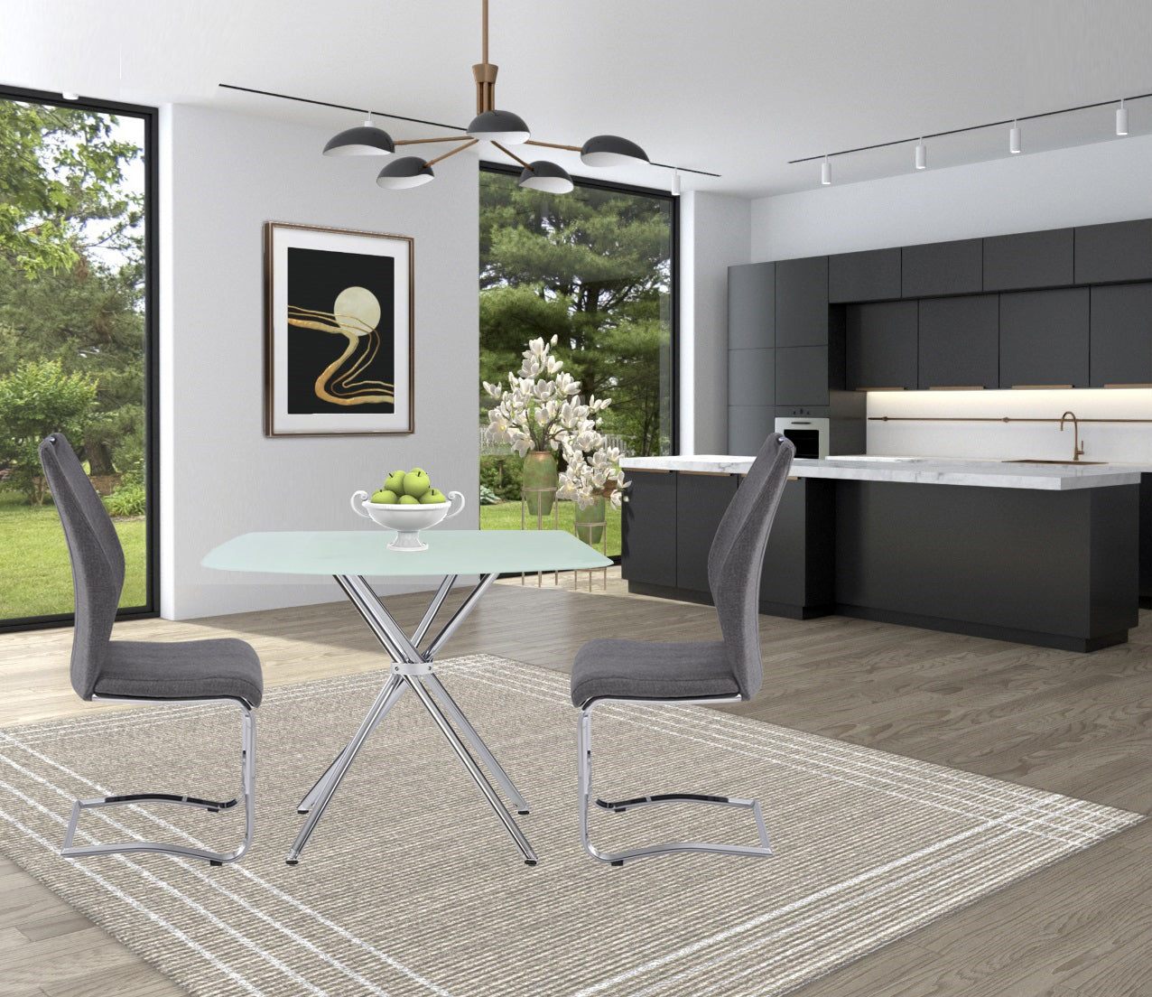 36" Square Frosted Tempered Glass Table