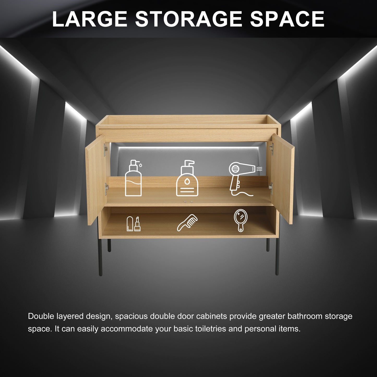 36-Inch Modern Freestanding Bathroom Vanity with Dual Soft-Close Cabinet Doors (KD-Packing) - Sink Not Included