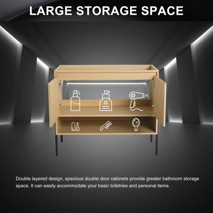 36-Inch Modern Freestanding Bathroom Vanity with Dual Soft-Close Cabinet Doors (KD-Packing) - Sink Not Included