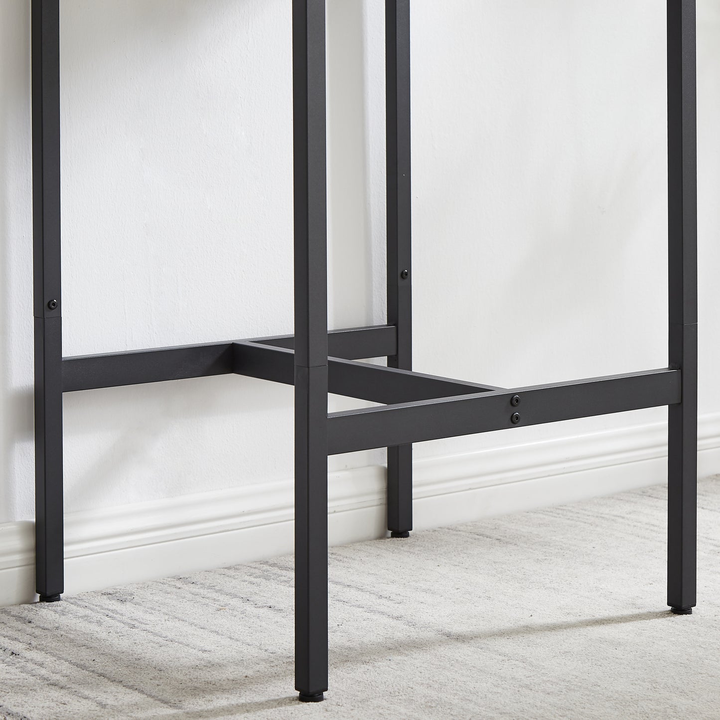 Bar Table Set with 2 Backrest Stools, Rustic PU Cushions, Space-Saving Dining for Kitchen or Bar Grey