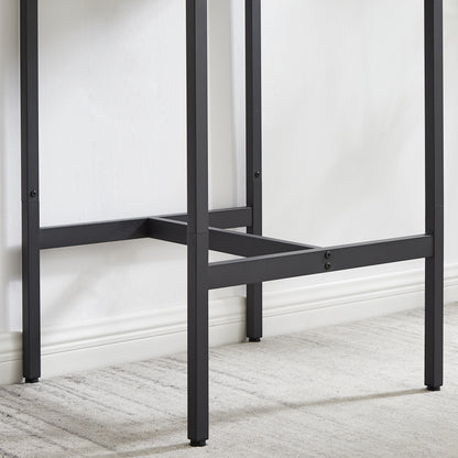 Bar Table Set with 2 Backrest Stools, Rustic PU Cushions, Space-Saving Dining for Kitchen or Bar Grey