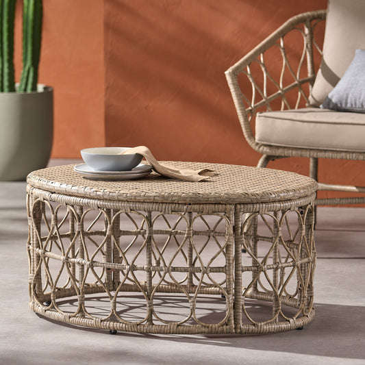 Rectangular Rattan Coffee Table 32.5 Inch Long By 25 Inch Wide For Living Room Brown