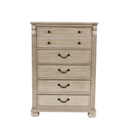 Elegant Antique Silver 5-Drawer Chest for Timeless Bedroom Storage