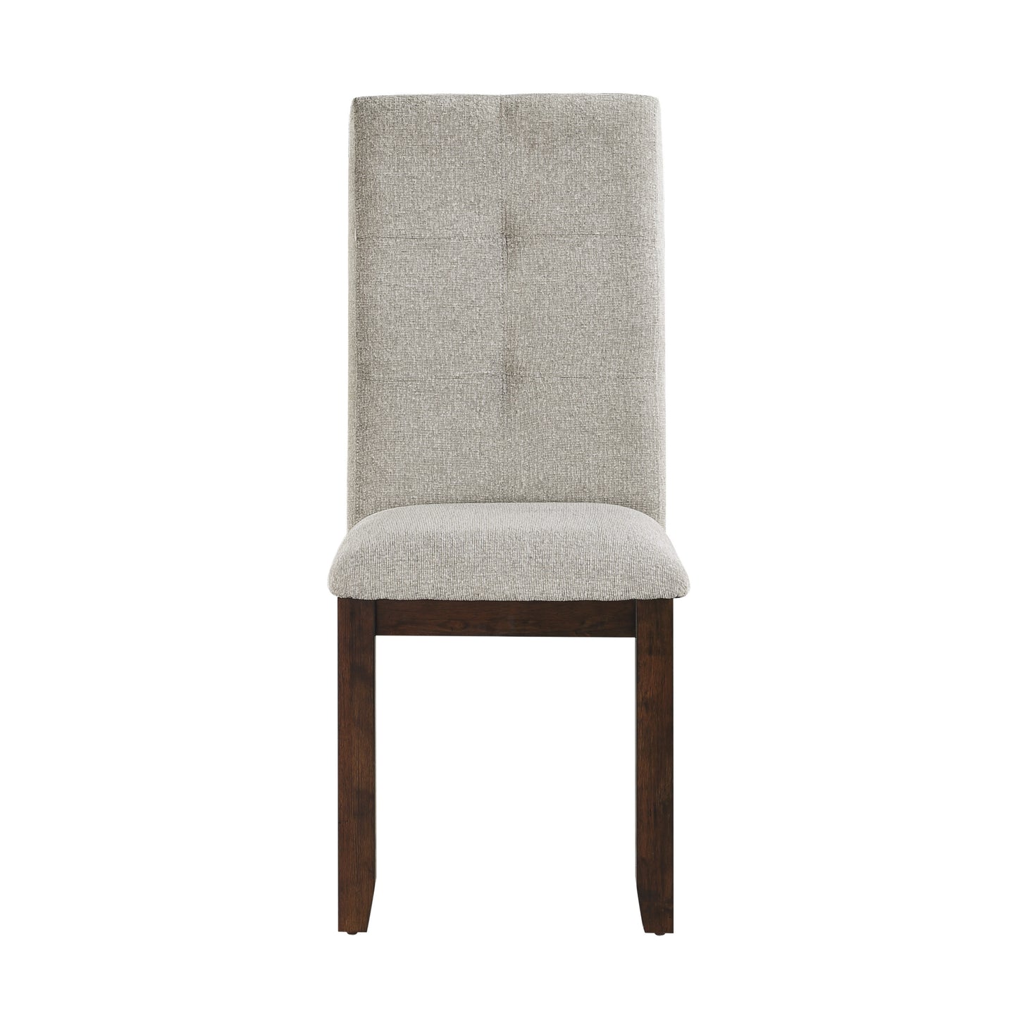 Set of 2 Chenille Upholstered Dining Chairs with Tufted Back and Wood Frame, Dark Cherry
