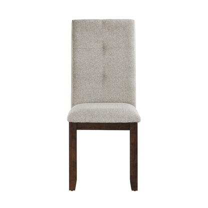 Set of 2 Chenille Upholstered Dining Chairs with Tufted Back and Wood Frame, Dark Cherry