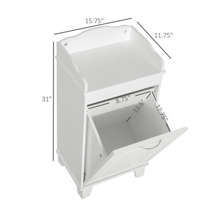 31" Tilt Out Laundry Hamper, Free Standing Home Organizer Hamper, Bathroom Storage Cabinet, White