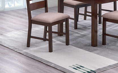 Set of 2 Dining Chairs - Solid Rubberwood, Ladder Back, Upholstered Seats, Contemporary, Antique Cherry