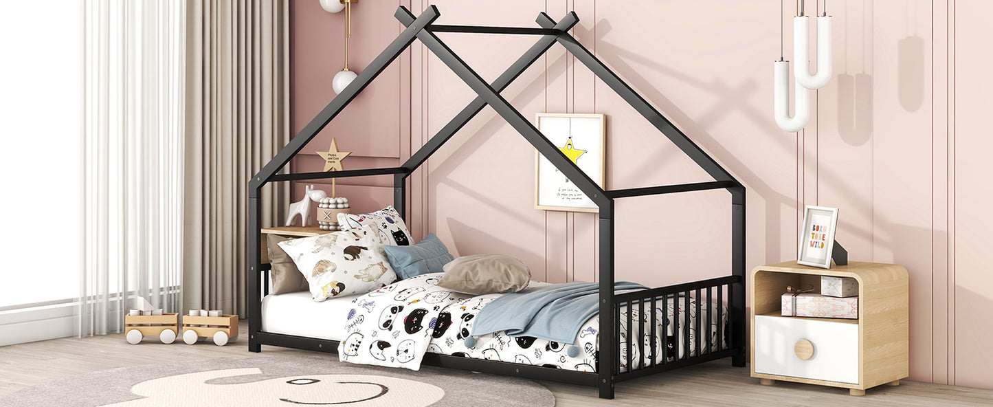 Black Twin Size Metal Playhouse Bed