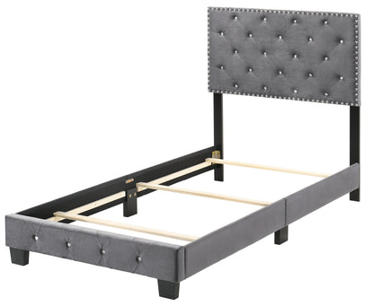 Stylish Gray Twin Bed with Under-Bed Storage Solutions