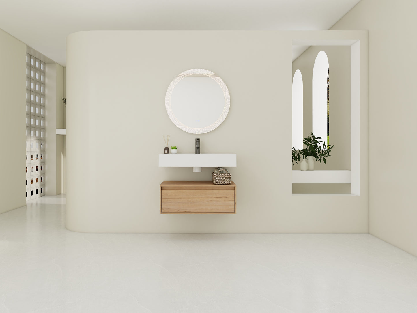 Modern 30-Inch Wall-Mounted Bathroom Vanity with Soft-Close Drawer and Elegant Resin Sink