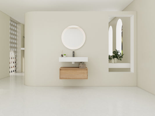 Modern 30-Inch Wall-Mounted Bathroom Vanity with Soft-Close Drawer and Elegant Resin Sink