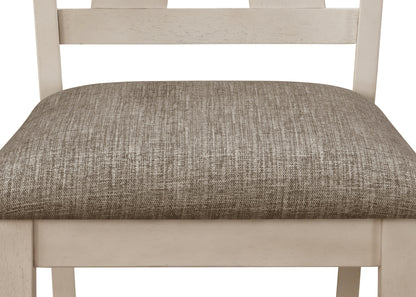Dining Side Chair Set of 2, Upholstered Seat, Open Back, Cottage Style, Transitional Chairs, Cream Gray