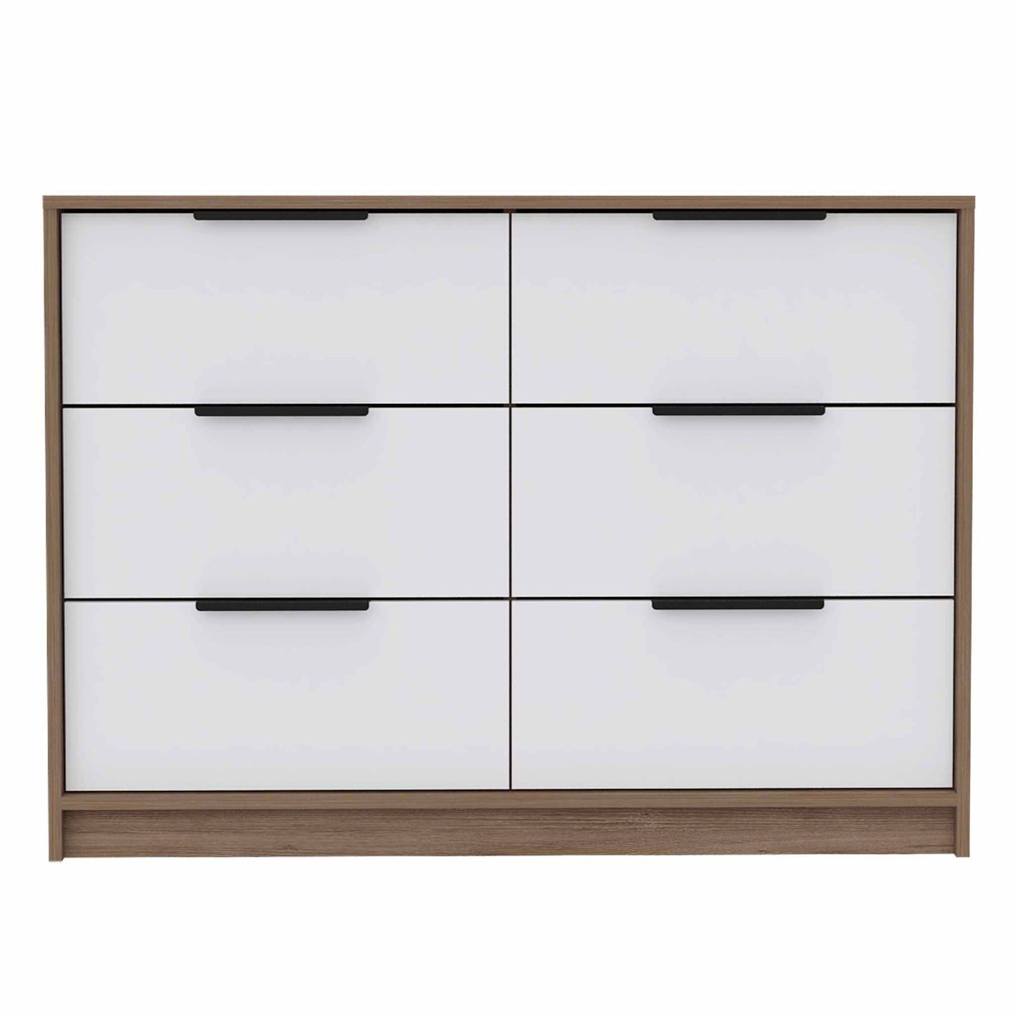 Longhill Modern Pine and White 6-Drawer Dresser