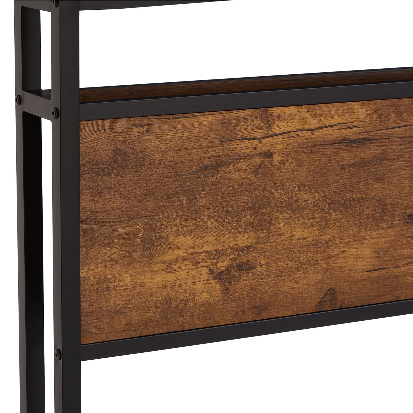 Full Size Metal Bed Frame with Wooden Headboard, LED Lights, USB Charging, No Box Spring Required, Ample Under Bed Storage, Easy Assembly