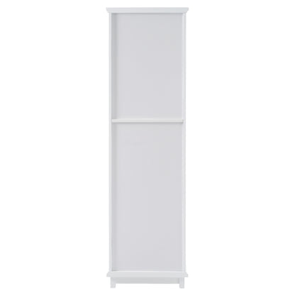 Elegant 63" Tall White Bathroom Storage Cabinet with Glass Doors, Two Drawers, Adjustable Shelves, and Anti-Tipping Design - Perfect for Organizing and Displaying Essentials