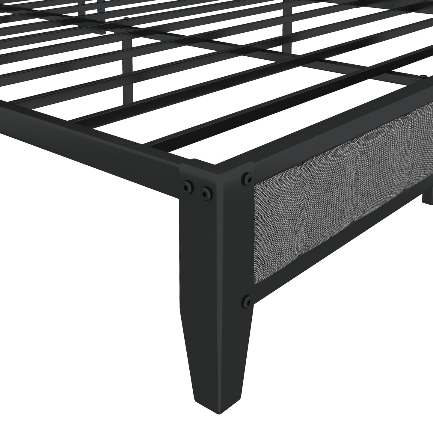 Modern Full Size Bed Frame with USB Charging, Upholstered Headboard, and Sturdy Metal Base in Grey