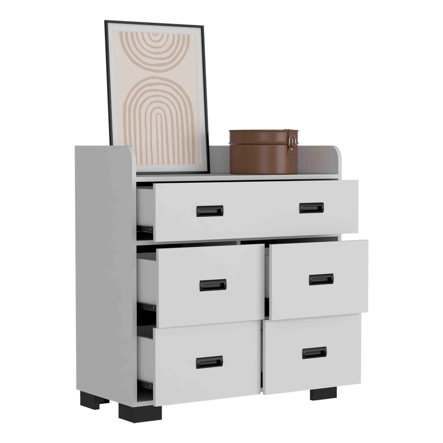 Modern White Alyn Dresser with Four Drawers and Superior Top