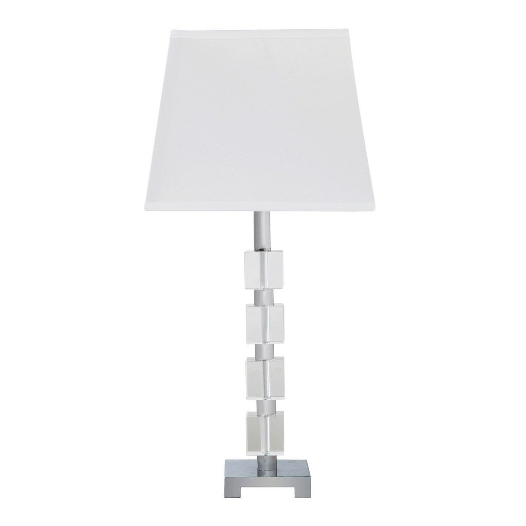 Glam Crystal Cube Table Lamp, 25-Inch, Crystal with Chrome Base, E26 LED Compatible, 66-Inch Cord White