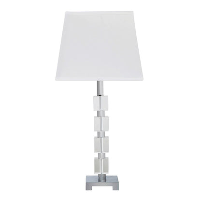 Glam Crystal Cube Table Lamp, 25-Inch, Crystal with Chrome Base, E26 LED Compatible, 66-Inch Cord White