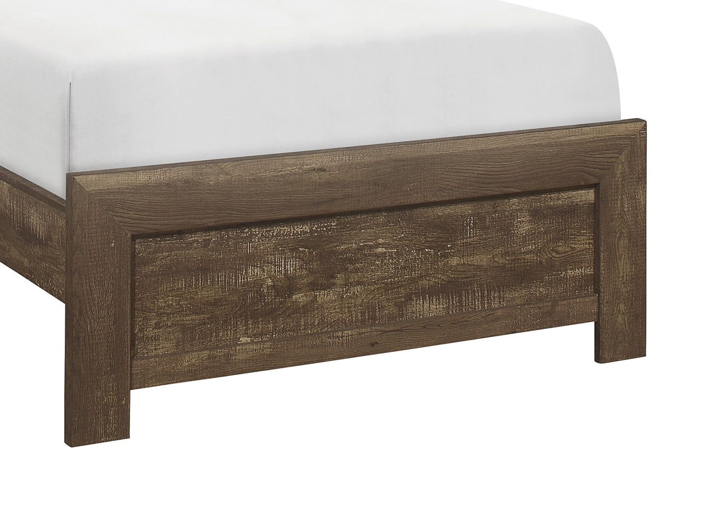 Rustic Brown Twin Size Bed Set with Headboard and Footboard - Wooden Bedroom Furniture