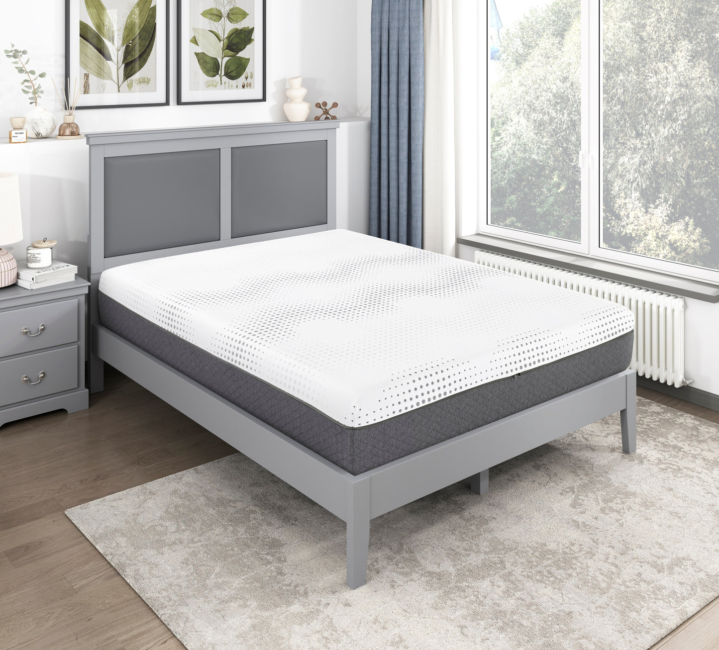 12-Inch Queen Hybrid Mattress with Green Tea Gel-Infused Memory Foam and Pocket Coils for Ultimate Comfort, Mattress in a Box