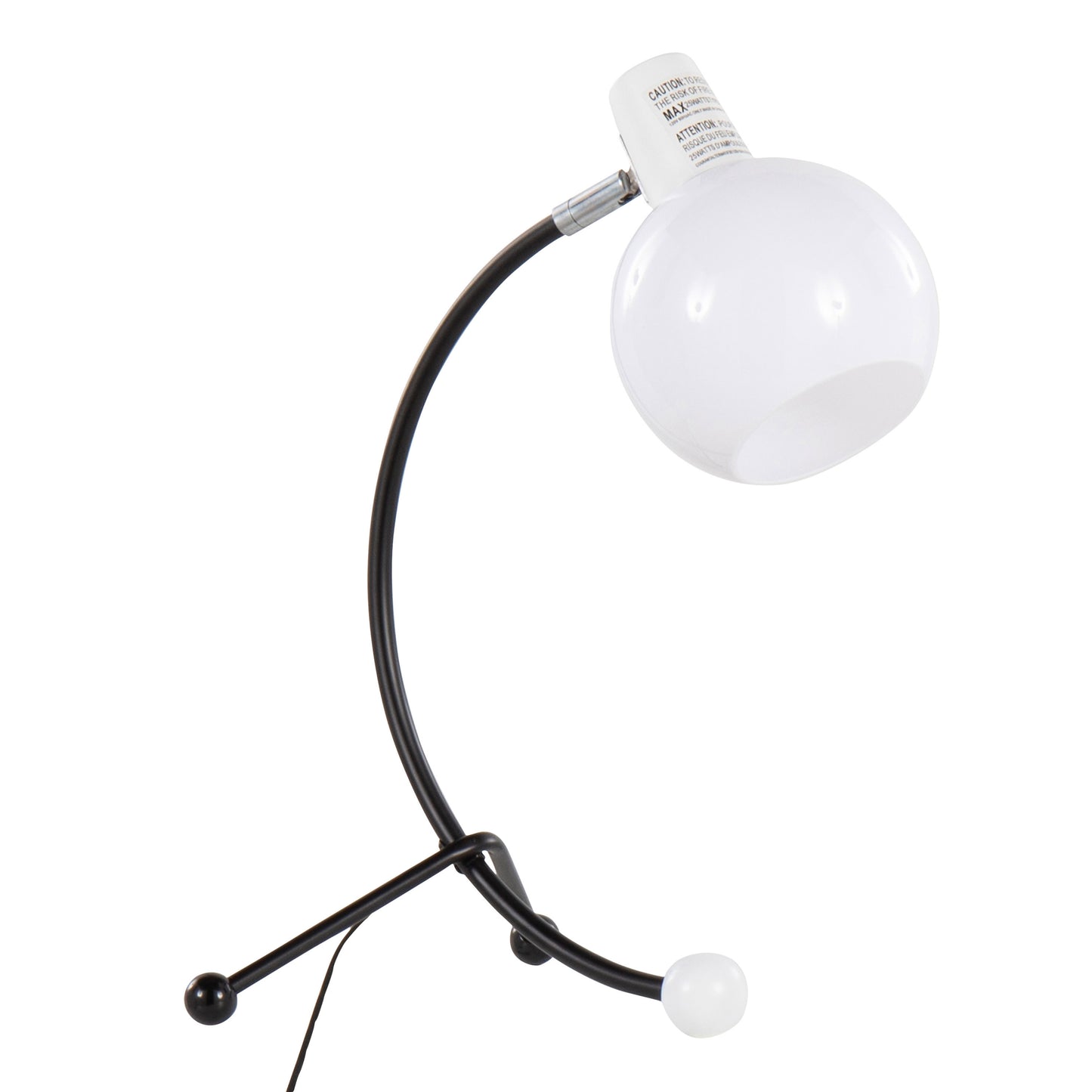 Adjustable Task Lamp with Metal Frame and Round Shade, Bulb Not Included, Indoor Use, Black and White