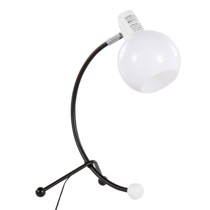 Adjustable Task Lamp with Metal Frame and Round Shade, Bulb Not Included, Indoor Use, Black and White