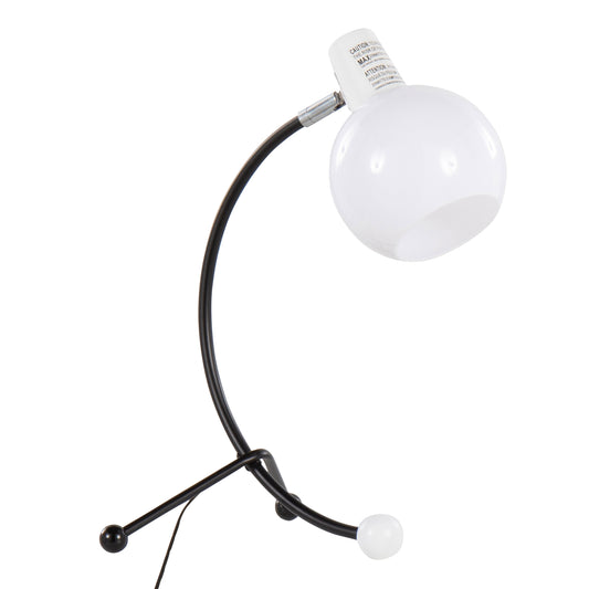 Adjustable Task Lamp with Metal Frame and Round Shade, Bulb Not Included, Indoor Use, Black and White