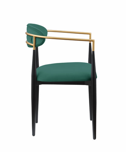Set of 2 Fabric Upholstered Dining Chairs, Ultra-Modern, 23.75x21x30 in, Seat 19.5 in, Green
