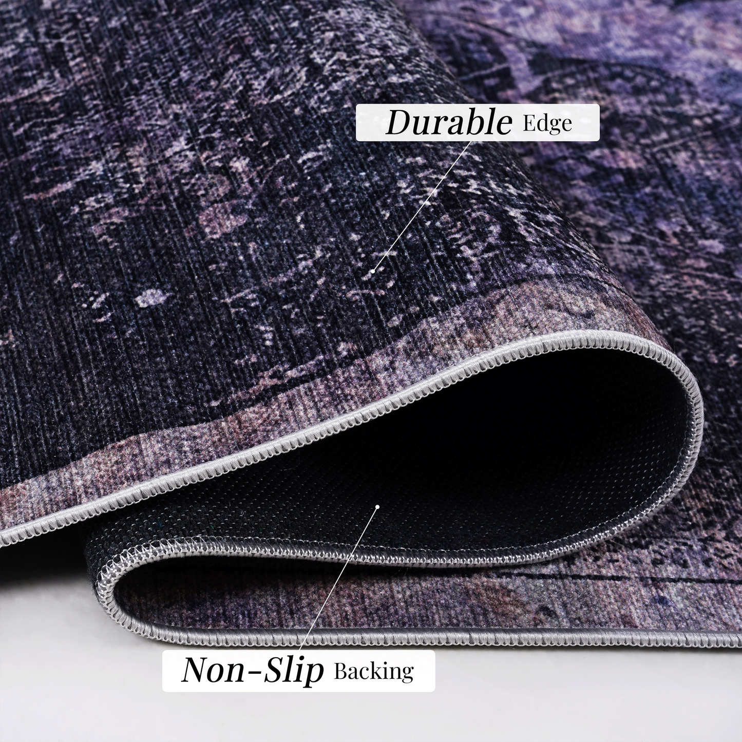 5x8 Machine-Washable Low-Pile Area Rug for Living Room; Non-Slip, Foldable, Kid & Pet Friendly Anthracite