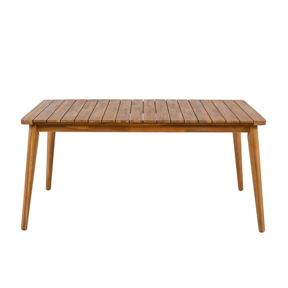 Acacia Wood Outdoor Dining Table For 6 People Farmhouse Style Patio Garden Backyard 63 Inch Long 180 Lb Capacity Teak