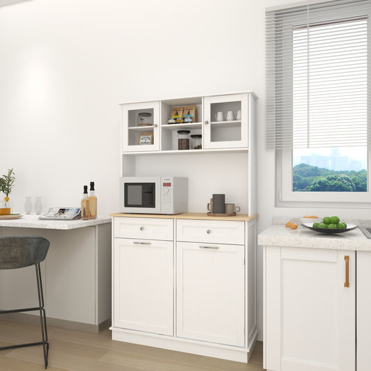 67.7" Tall Kitchen Trash Can Storage Cabinet with 3 Adjustable Shelves, 2 Drawers and 1 Tilt Out Trash Cabinet for Kitchen, Dinning Room, Living Room-White