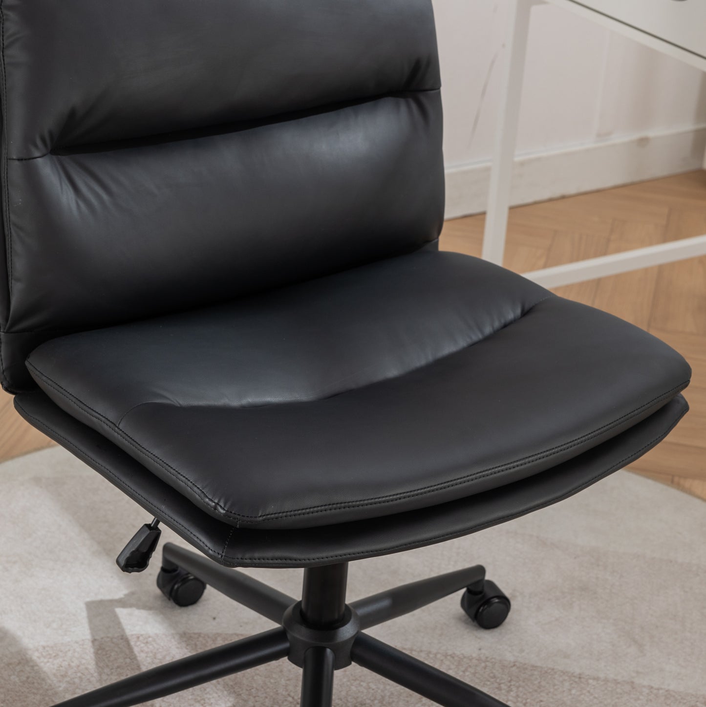 Bizerte Height-Adjustable Swivel Criss-Cross Chair with Wide Seat for Office and Vanity Use, Black