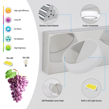 LED 4-Light Vanity Light Fixture for Bathroom - Modern Wall-Mount Over-Mirror Bath Lighting, 29in Chrome