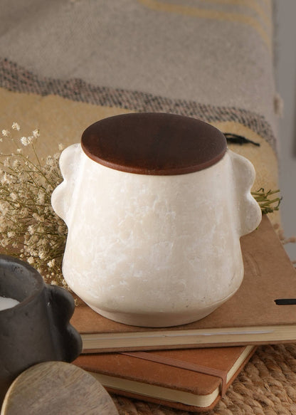 8oz Jar Candle with Ecomix Wax Fill, Vanilla Lavender Scent, Handcrafted Eco Jar, Mango Wood Lid, White