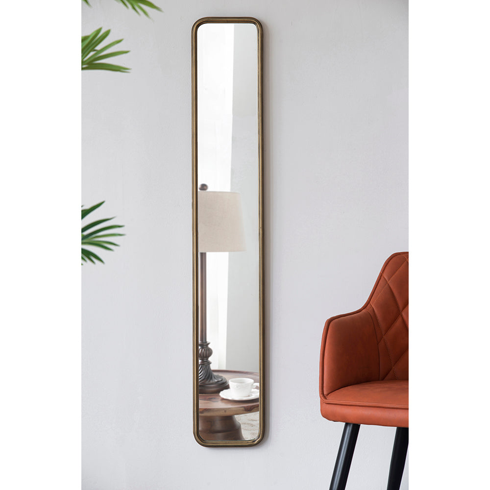 Elegant 47" x 8" Antique Gold Framed Full-Length Mirror - Perfect for Hallways, Living Rooms, and Bedrooms