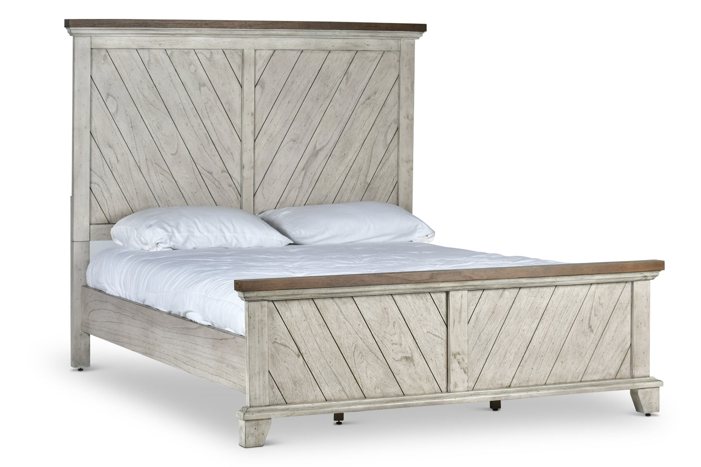 Bear Creek - Queen Sized Bed - Rustic Whitewash Finish