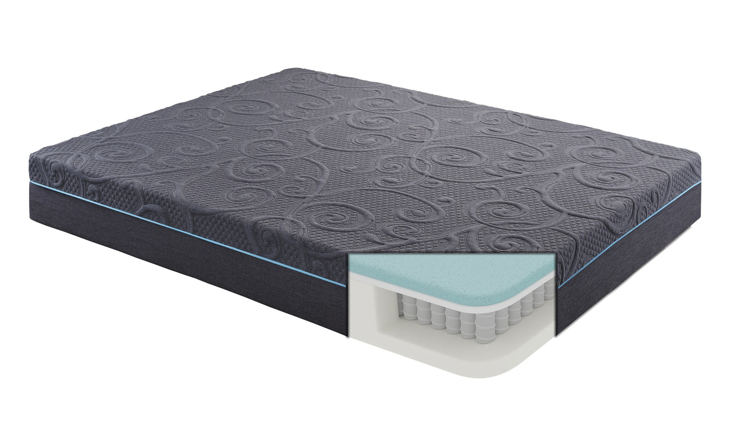 11-Inch Dark Gray Hybrid Mattress with Gel-Infused Memory Foam for Queen Bed, Mattress in a Box
