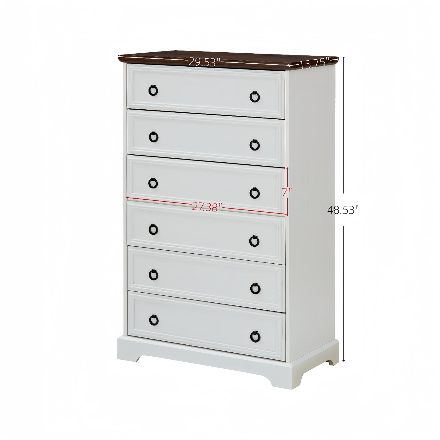 Elegant White 6-Drawer Tall Dresser for Bedroom and Living Room - Spacious Storage Solutions with Smooth Gliding Drawers and Stylish Design