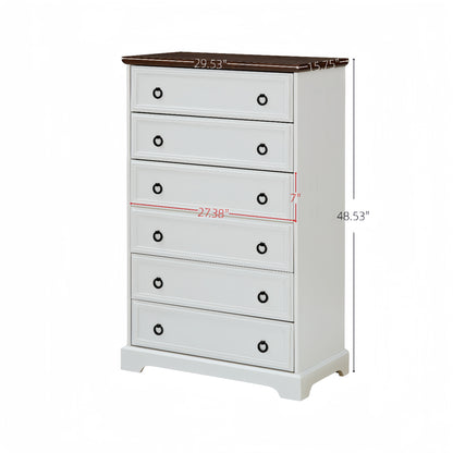 Elegant White 6-Drawer Tall Dresser for Bedroom and Living Room - Spacious Storage Solutions with Smooth Gliding Drawers and Stylish Design