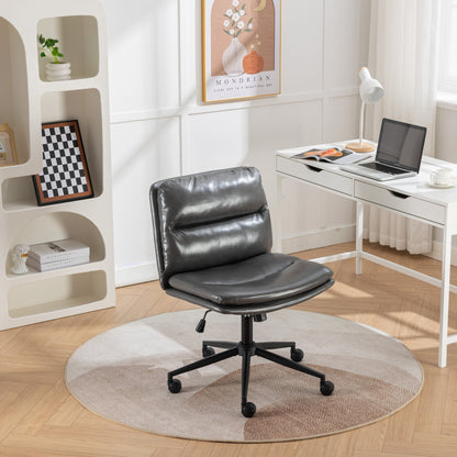 Bizerte Height-Adjustable Swivel Criss-Cross Office Chair with Wide Seat - Gray Vanity & Office Chair