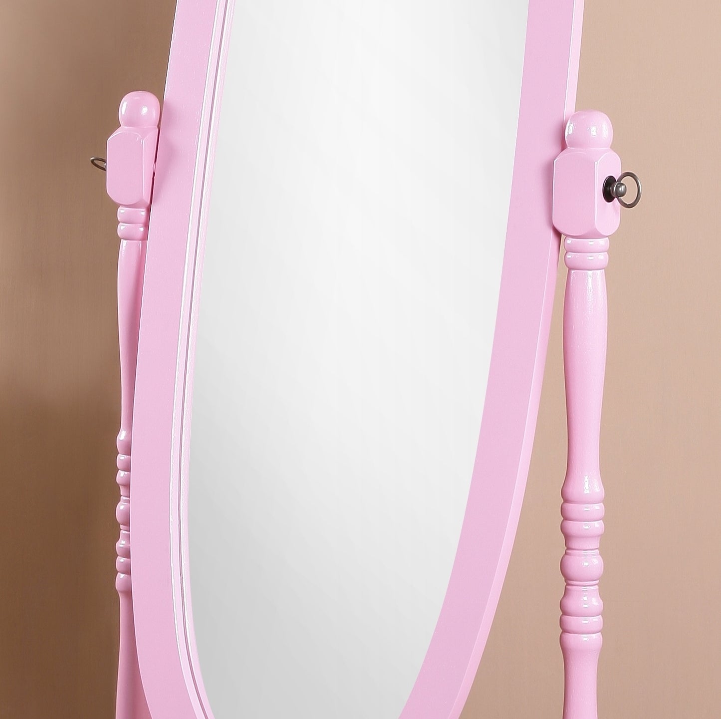 Antique-Inspired Pink Queen Anna Cheval Mirror with Elegant Wood Frame