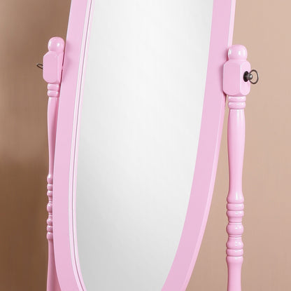 Antique-Inspired Pink Queen Anna Cheval Mirror with Elegant Wood Frame
