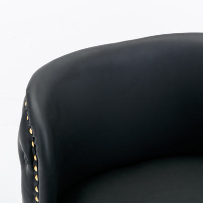 Set of 2 Adjustable Swivel Bar Stools with PU Upholstery and Full Back, Counter Height, Kitchen, Black