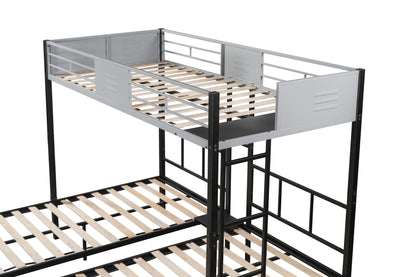 Space-Saving Triple Bunk Bed with Safety Guardrails and Versatile Design