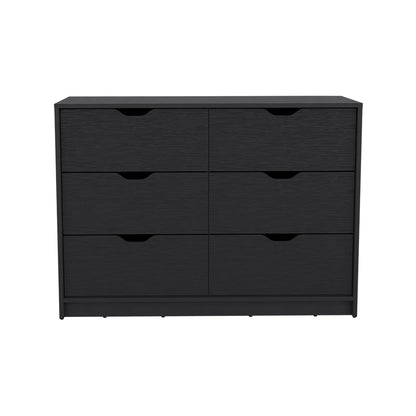 Black Wengue Finish Dresser Curio with Four Drawers and Display Space