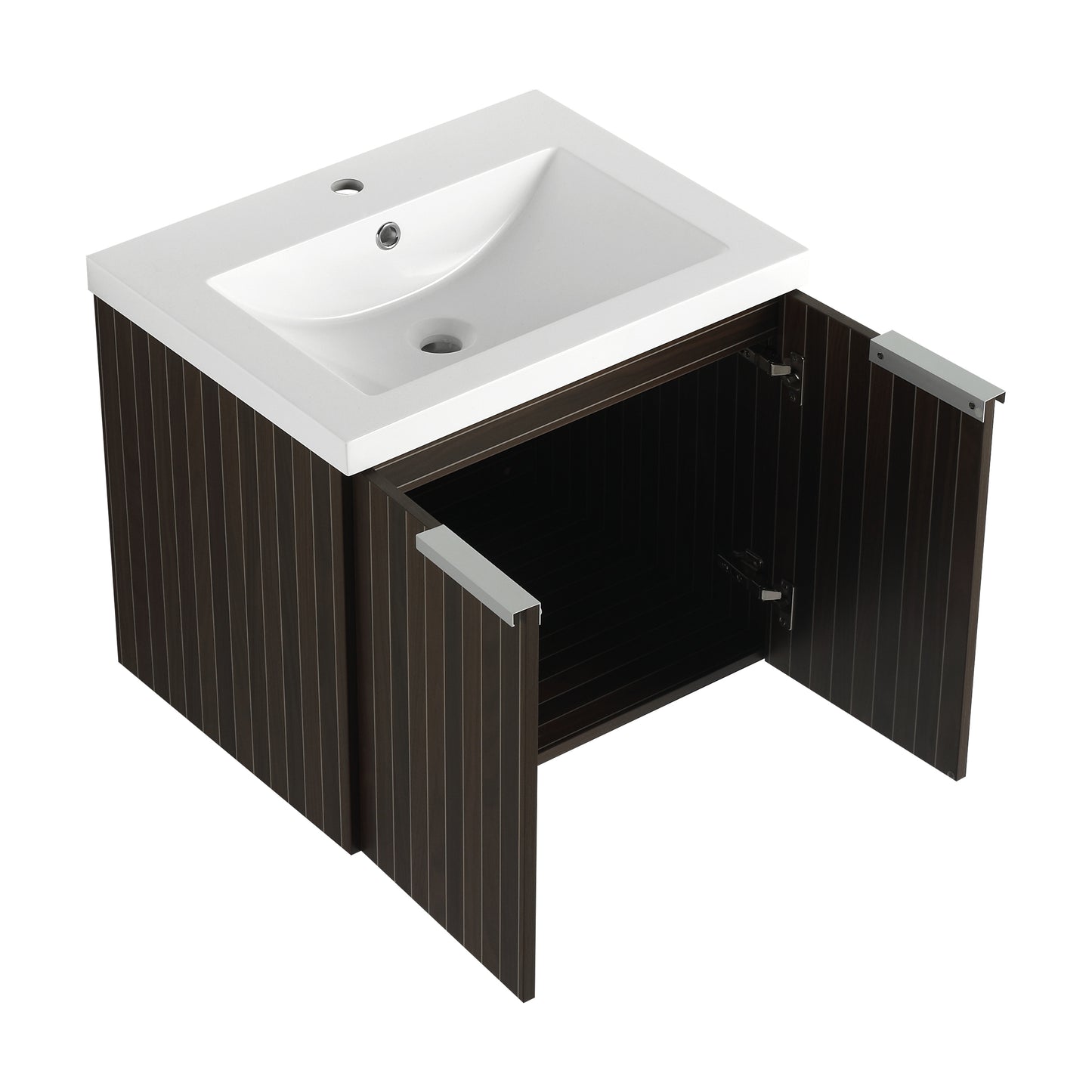 60-Inch Modern Bathroom Vanity with Soft Close Doors and Dual Sink - Eco-Friendly Design with Ample Storage Shelves