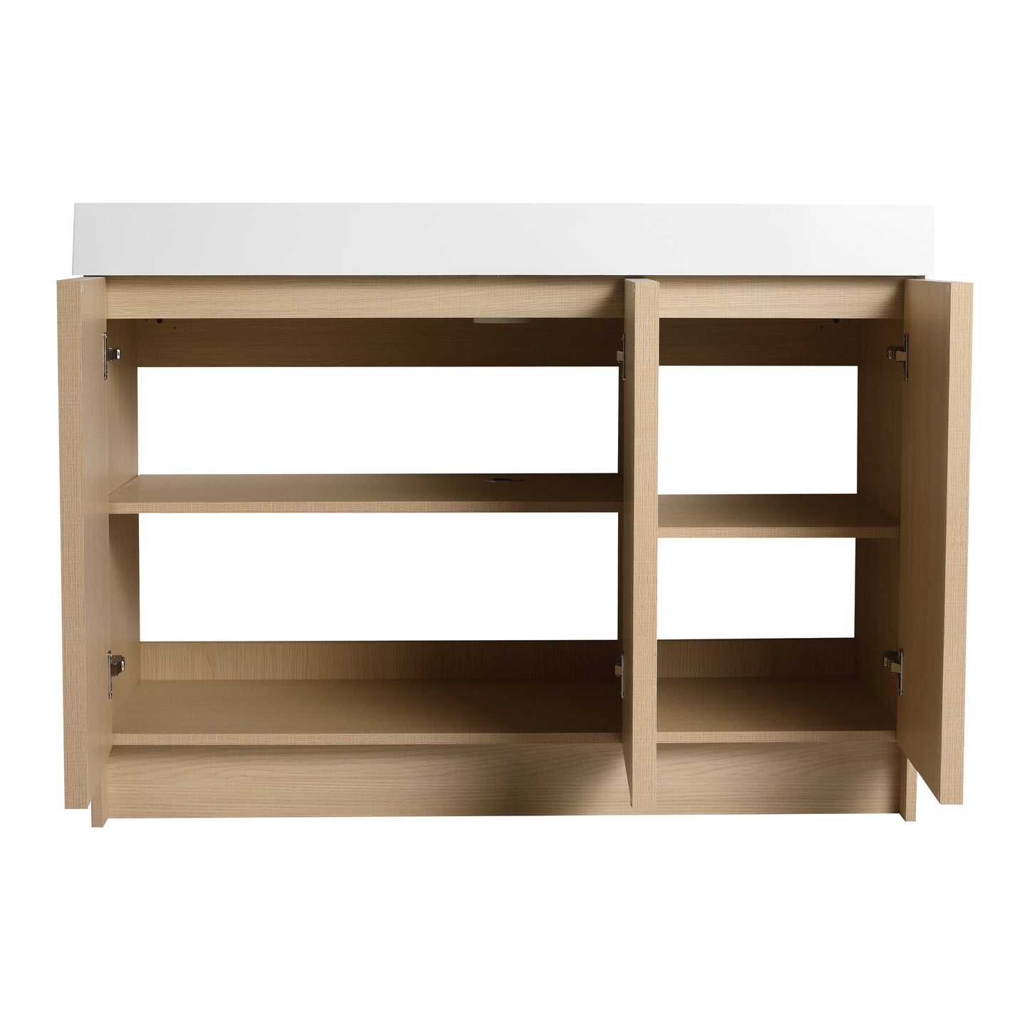 Modern 48" Freestanding Oak Bathroom Vanity with White Resin Sink & Soft-Close Doors