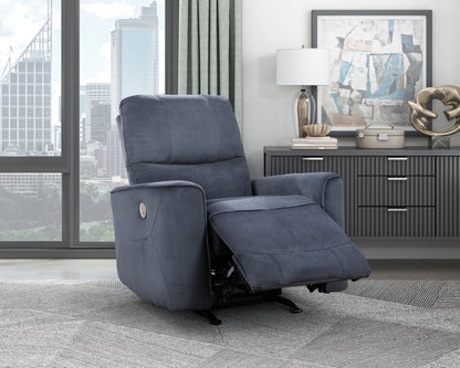 Modern Power Rocker Recliner for Living Room, One-Person, Velvet Upholstery, Solid Wood Frame, Dark Gray