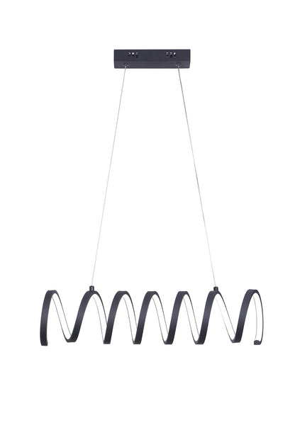 Modern Aluminum Spiral Loop Pendant Light with 14W LED, Adjustable Suspension, 23 in Length Matte Black